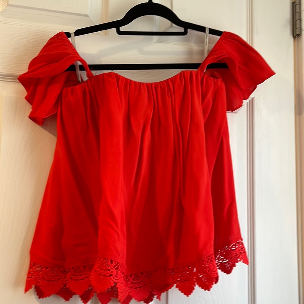 Lovers and friends off the shoulder red blouse size s